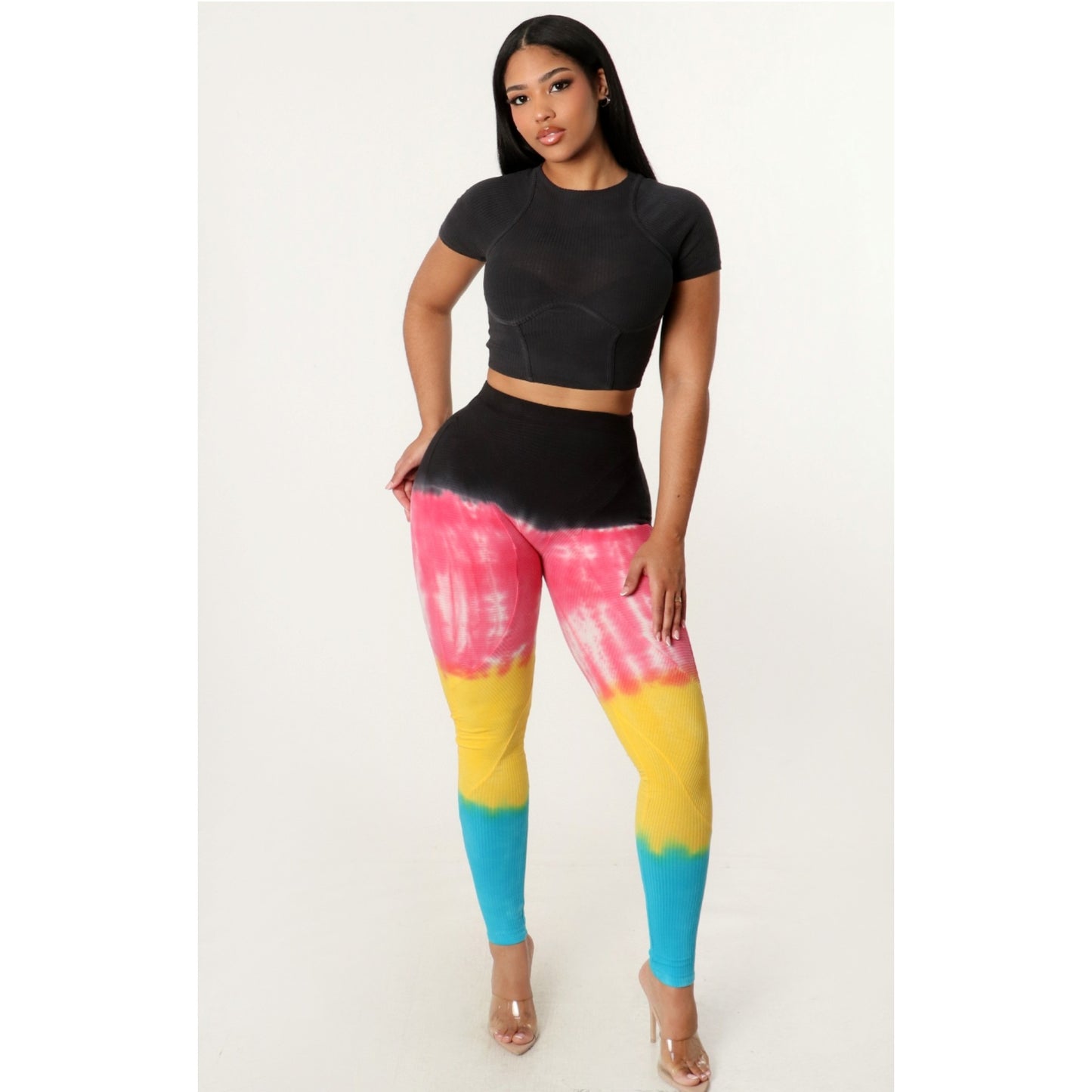 Multi Color Ribbed Legging Set