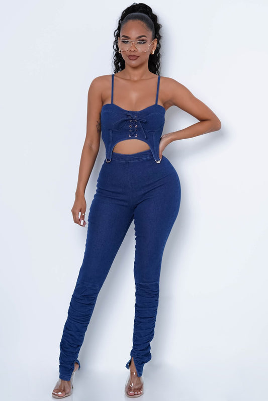 Fiona Denim Pants Set