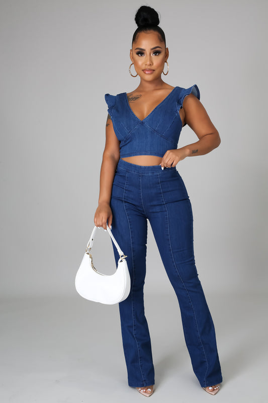 New Beginnings Denim Pant Set