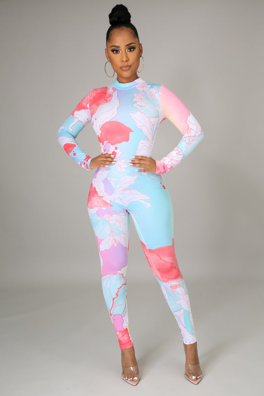 Baddie Flowers Print Jumpsuit